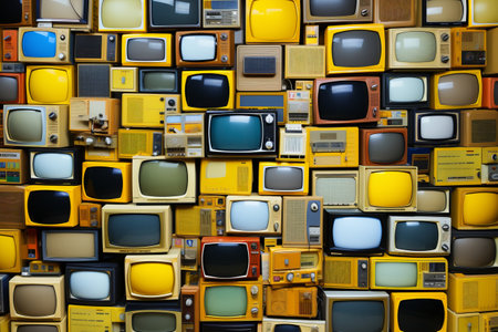 Vintage Vibes: Channeling the Nostalgia with Retro TVs and Yellow Press in Collage Artの素材