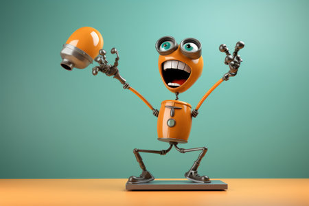 Funny Man's Creative 3D Collage: A Whimsical Poster Announcing an Isolated Gadget Sale with a Big-Arの素材