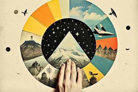 Wanderlust Wings: Travel Inspiration in an Artistic Collageの素材