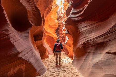 Exploring the Enigmatic Beauty of Buckskin Gulch: The Adventurous Tale of a Hiker in the Slot Canyonの素材