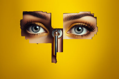 The Hidden Gaze: Unveiling Secrets through a Female Eye in a Contemporary Art Collageの素材