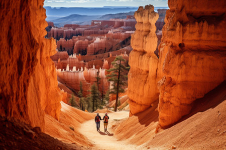 Exploring the Untamed Beauty: Hikers Embark on an Epic Journey in Bryce Canyon National Park, Utah,の素材