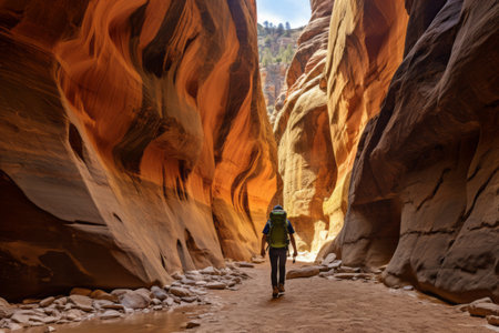 Embracing Nature's Beauty: Wanderlust in a Majestic Narrow Slot Canyonの素材