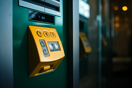Unidentified Logo Closeup: A Detailed Look at Kuala Lumpur's ATM Keypad and Slotの素材