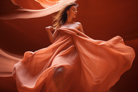 Mystical Encounter: The Lady in the Wind of Lower Antelope Canyonの素材