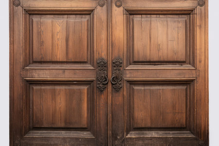 Vintage Charm: The Magnificent Double Leaf Wooden Door with Mail Slotの素材