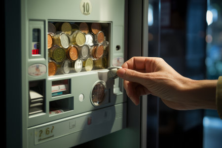 The Euro's Journey: A Man's Encounter with the Vending Machine Money Slotの素材