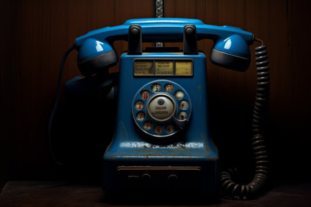 Dialing into Nostalgia: A Vintage Tale of the Old Public Telephone with a Blue Receiverの素材
