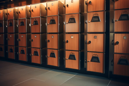 Convenient Keyed Luggage Storage Lockers Equipped with Coin Slots for Easeの素材