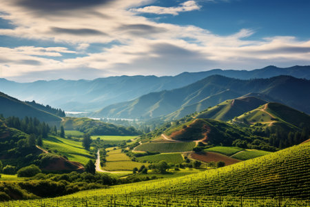 Captivating Panorama: Exploring the Breathtaking Napa Valley Vineyards in Napa County, California, Uの素材