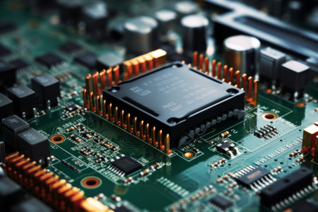 Focusing on the Intricacies: A Close-Up View of the PCI Express Connector on the Motherboard, Unveilの素材