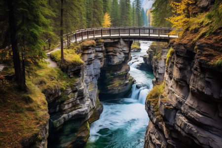 Majestic views at Maligne Canyon: A serene getaway to the Rocky Mountains of Canadaの素材