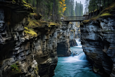 Experiencing Nature's Majesty: Exploring the Enchanting Maligne Canyon in the Canadian Rockies on aの素材