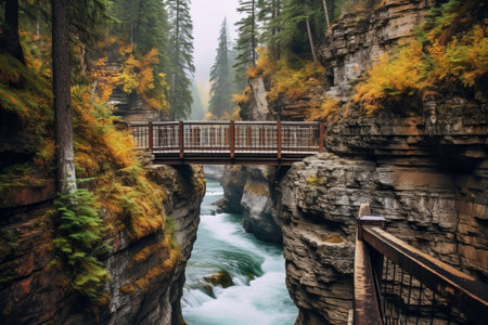 The Majestic Maligne Canyon: A Breathtaking Journey through Canada's Rocky Mountains on a Serene Cloの素材