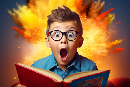 The Magical Journey: A Tale of a Surprised Little Boy's Adventure in a Colorful and Imaginative Worlの素材