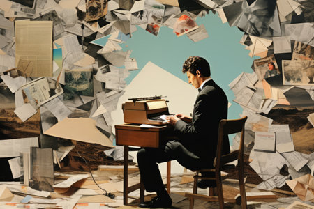 Unleashing the Power of Words: A Man's Entrepreneurial Journey through Business Letters & Art Collagの素材