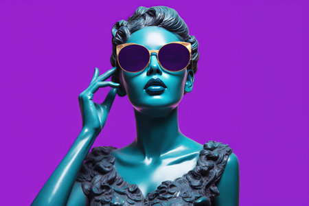 Surreal Fusion: Contemporary 3D Art Unveils the Enigmatic Antiquity of an Antique Female Statue's Suの素材