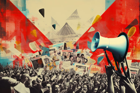 Expressive Collage: Unveiling the Power of Art, Megaphones, and Intriguing Rumorsの素材