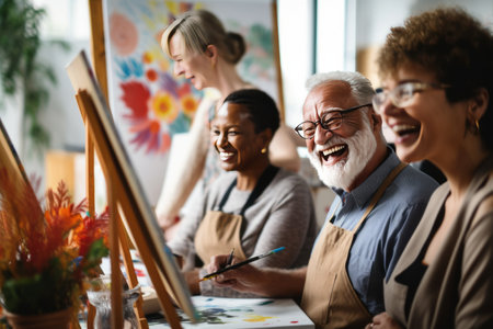 Bringing Joy through Art: Seniors Embrace Art Therapy, Uniting in a Multicultural Masterclassの素材