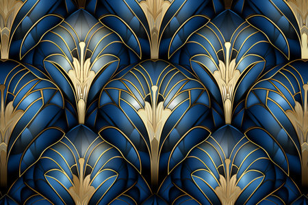 Timeless Elegance: Embracing the Blue and Gold Art Deco Vintage Patternの素材