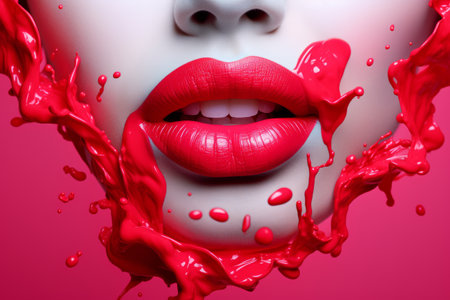 Vibrant Beauty: Artistic Lips on a Colorful Canvasの素材