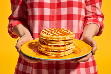 Retro Delights: A Vibrant Breakfast Experience with Sweet Pancakes and Pop Art Vibesの素材