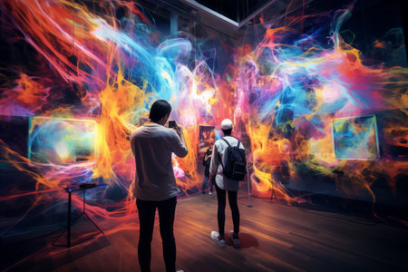 Immersive Art Experience: Exploring Blurred Digital Arts in an Abstract and Colorful Augmented Realiの素材