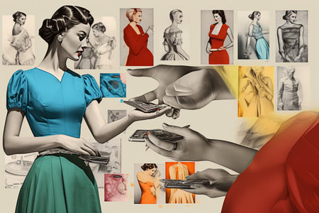 Color Selection Tips and Retro Pop Inspiration: A 3D Collage of Pinup Sketches for Interior Designerの素材