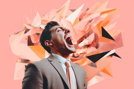 Explosive Expression: Unleashing the Anger of an Abstract Boss in Contemporary Art Collageの素材