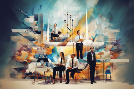 Collage Meets Concept: A Thriving Journey of Teamwork, Partnership, and Success in Contemporary Artの素材