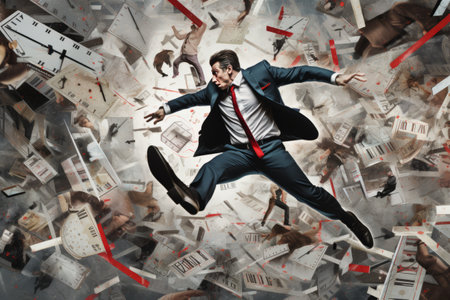 The Time-Stopping Leap: Exploring Finance, Economy, and Career through a Contemporary Art Collageの素材