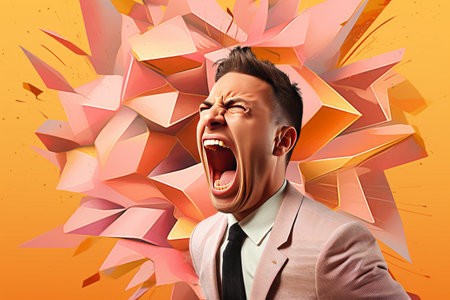 Unleashing the Power of Expression: A Captivating Contemporary Art Collage Depicting an Angry Abstraの素材