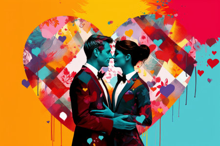 Embracing Love: A Contemporary Art Collage Celebrating LGBT Equality and boundless Affection on Valeの素材
