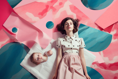 Immersing in the Past: A Captivating Contemporary Art Collage Depicting a Nostalgic Blend of Ideas,の素材