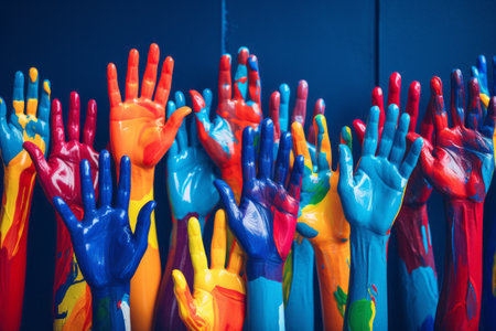 Fingers Intertwined: A Contemporary Art Collage Reflecting the Vibrancy of Modern Design and Youth Cの素材