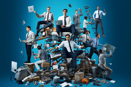 Embracing the Modern Era: Captivating Collage of Ambitious Young Men Devotedly Navigating the Busineの素材