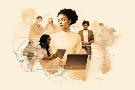 The Modern Communicators: An Exclusive Minimal Magazine Sketch Collage Celebrating Diversity in Techの素材