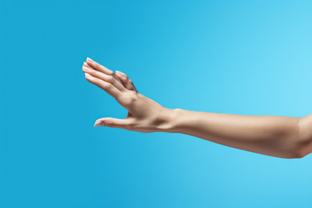 HANDOVER: Contemporary Art in a Modern Design - A 3D Trendy Collage of Female Hand Gesturing to Handの素材