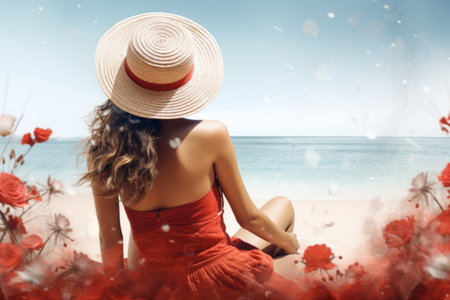 Sun-Kissed Serenity: Embracing Summertime Bliss in a Captivating Contemporary Art Collageの素材