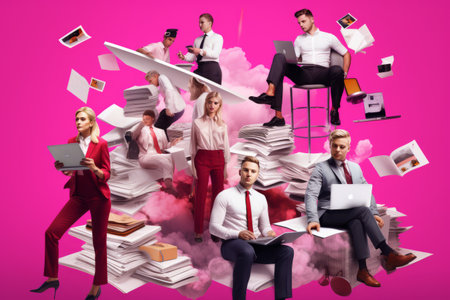 Hardworking Collaboration: An Artistic Fusion of Young Professionals in Finance, Career, and Teamworの素材