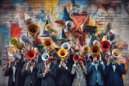 Megaphonic Surrealism: Unveiling the Echoes of Society's Struggles through Contemporary Art Collageの素材