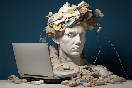 A Creative Convergence: Reimagining Apollo's Gypsum Head in Modern Art Collageの素材