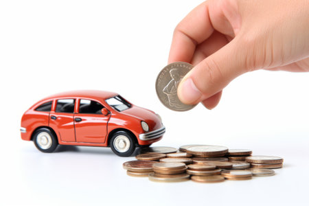 Saving with Style: Depositing Coins into the Sleek Car Coin Bankの素材