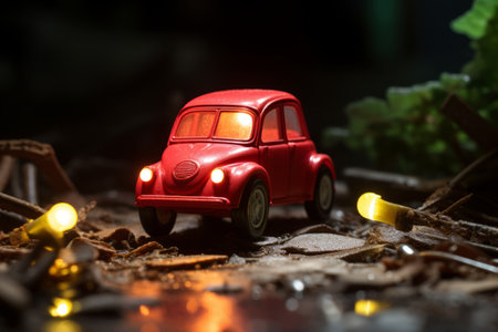 Defying Traffic Rules: Miniature Car Disobeys Red Lightの素材