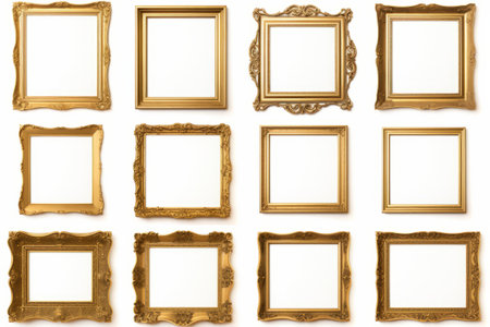 Gleaming Elegance: Exquisite Collection of Gilded Antique Picture Framesの素材
