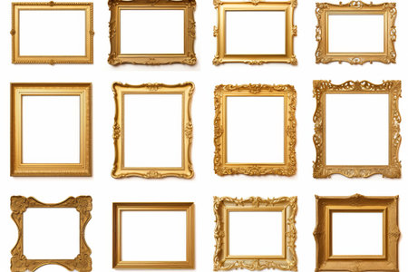 Vintage Elegance: Exquisite Collection of Gilded Antique Picture Framesの素材