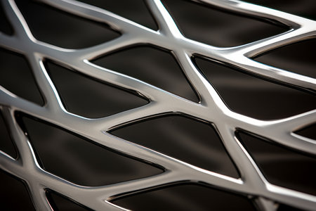Radiant Reflections: The Gleaming Grille On A Silver Painted Metal Surfaceの素材