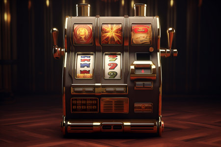 Vintage Vegas Vibes: 3D Render of the Retro Slot Machine Casino - 777 One Arm Gambitの素材
