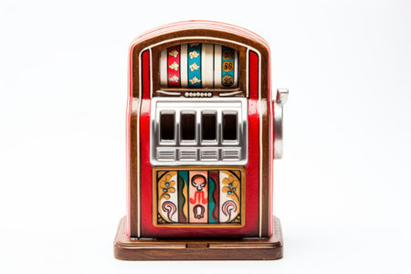 Shining in Simplicity: Slot Machine Trinket Stands Out on White Backgroundの素材