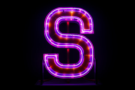 Glowing Excitement: Neon Slot Gambling Sign Illuminates the Nightの素材